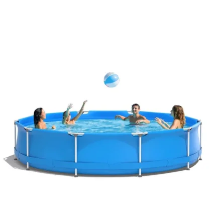 Gaymax 12 FT x 31.5 Inch Round Above Ground Swimming Pool with Pool Cover, CPSIA Certified Outdoor Steel Frame Pool for Backyard, Garden & Patio